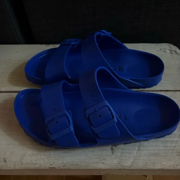 BIRKENSTOCK ESSENTIALS EVA SANDAL Blue Double Strap Size 38, Women’s 7, Men’s 5 - Picture 5 of 11